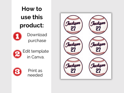 Editable Baseball Name Tags Template