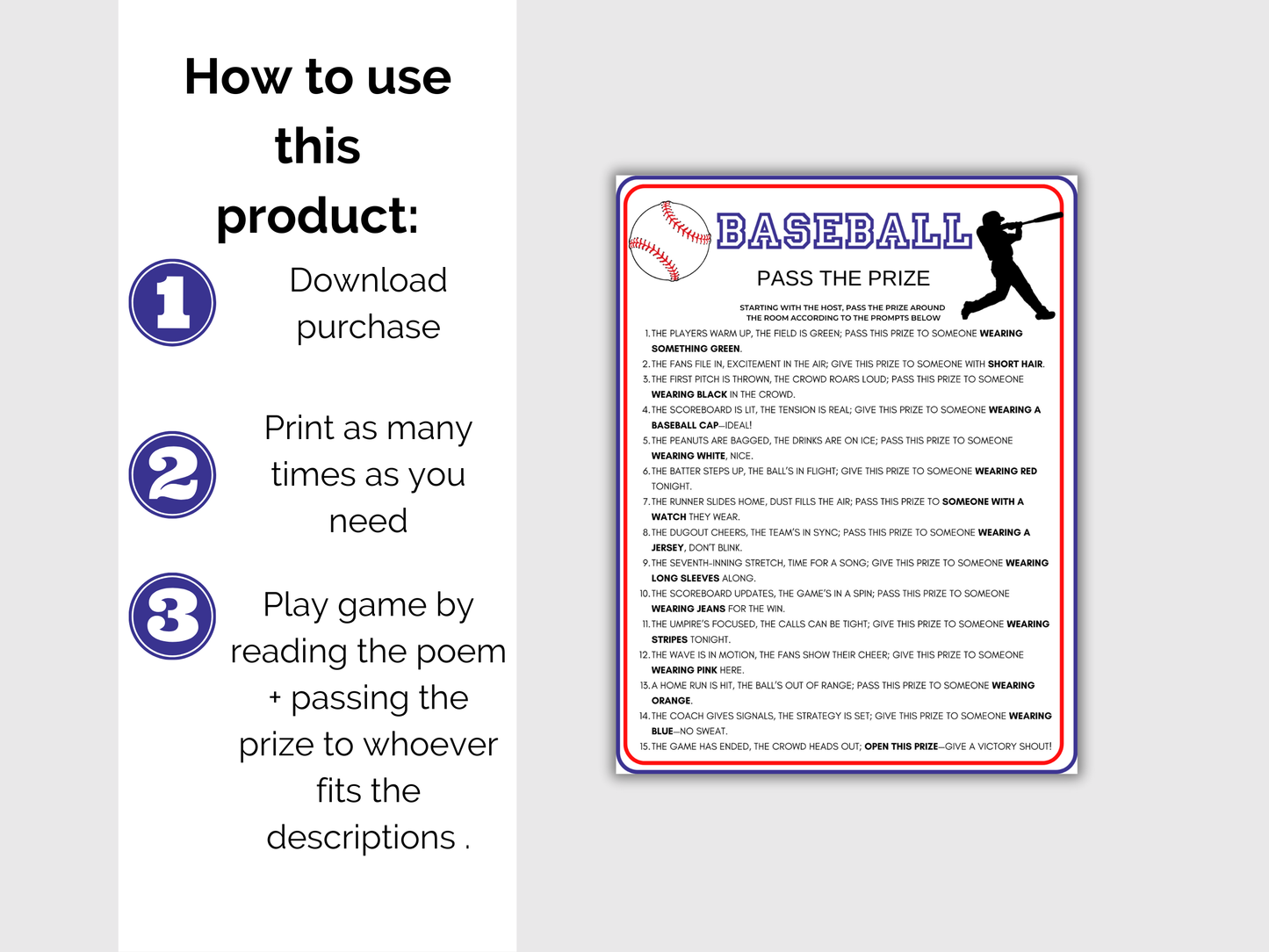 Baseball Pass The Prize