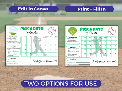Editable Baseball Pick A Date