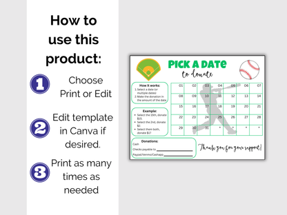 Editable Baseball Pick A Date