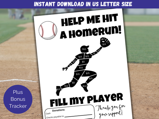 Fill My Baseball Player Fundraiser Template
