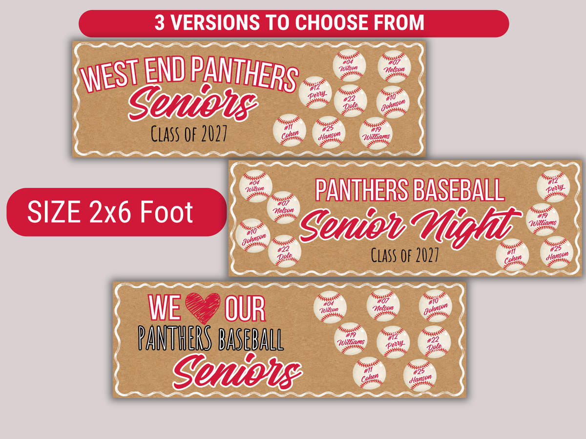 Editable Baseball Senior Brown Paper Banner
