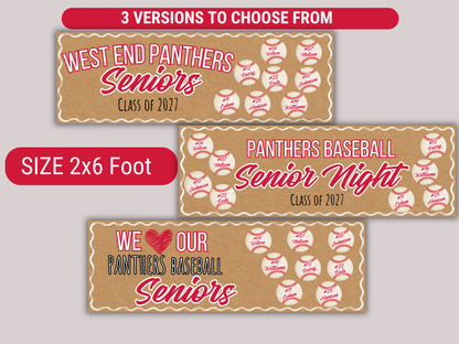 Editable Baseball Senior Brown Paper Banner