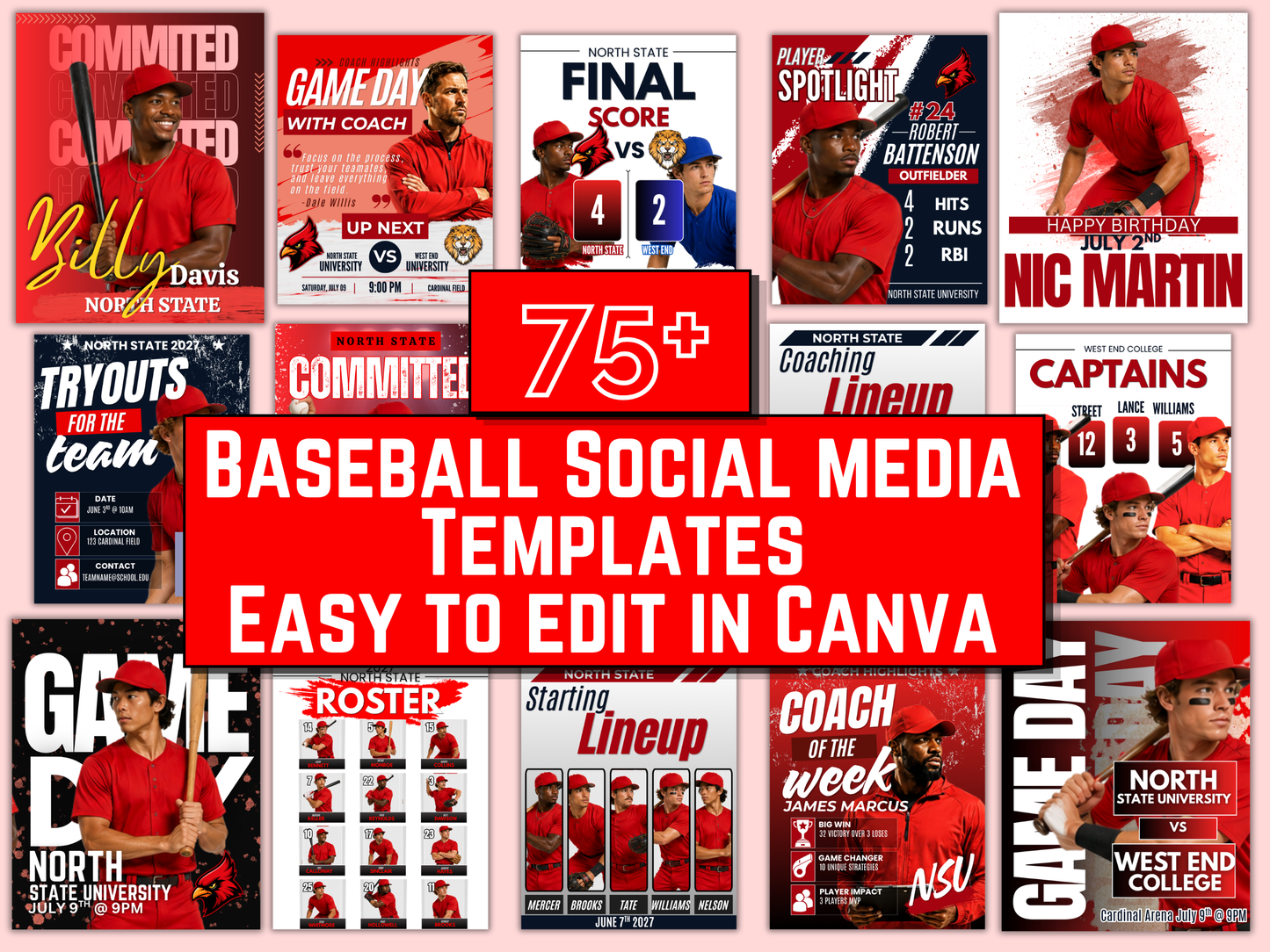 Baseball Social Media Templates Bundle
