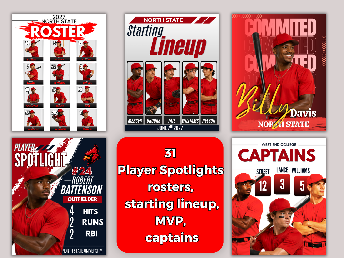 Baseball Social Media Templates Bundle
