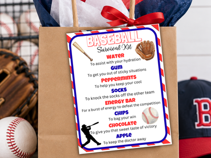 Baseball Survival Kit Tag