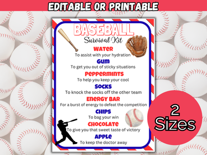 Baseball Survival Kit Tag