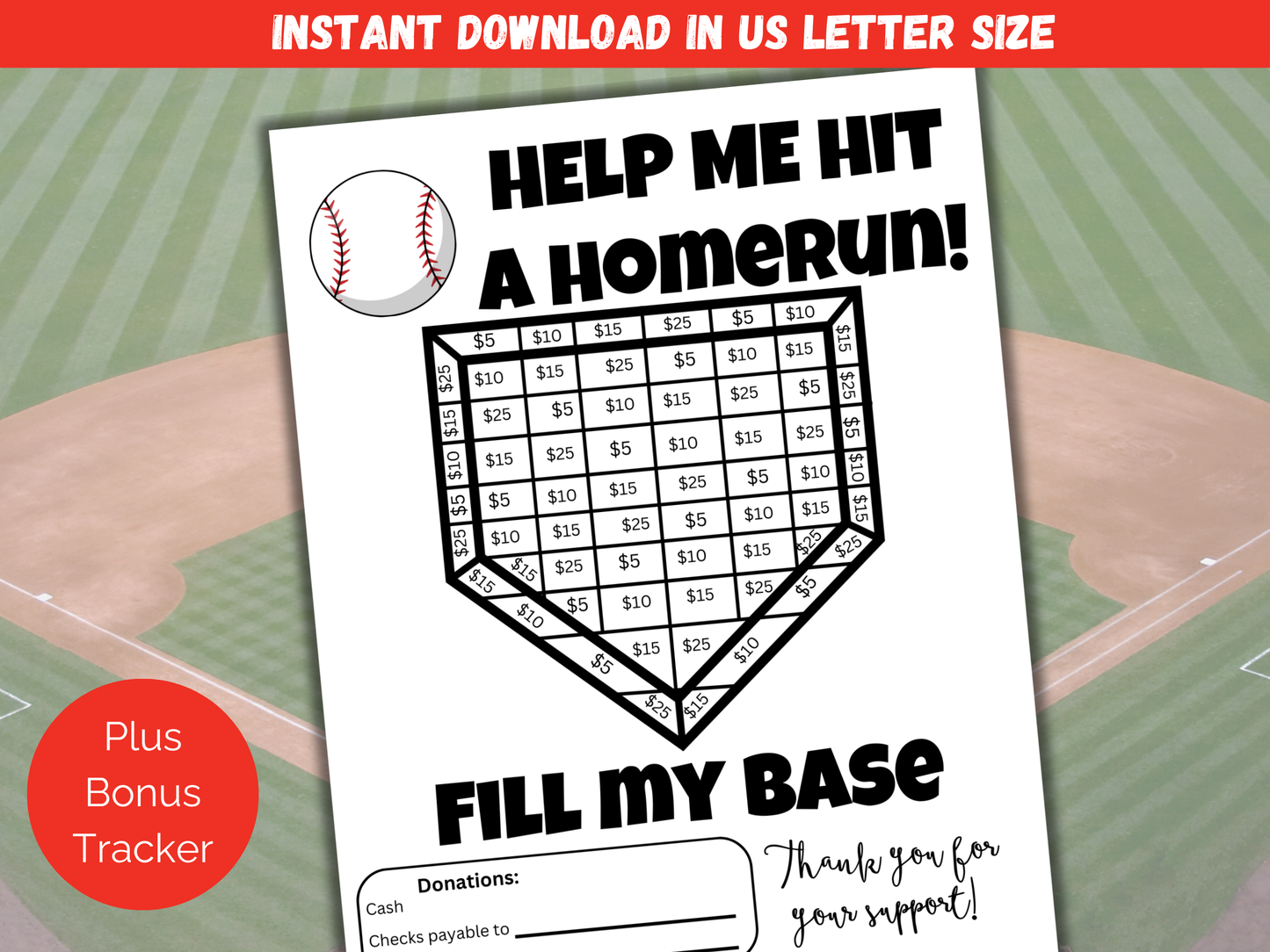 Fill My Baseball Base Fundraiser Template
