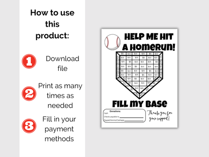 Fill My Baseball Base Fundraiser Template