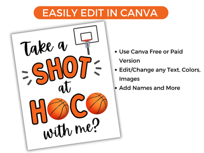 Editable Basketball Homecoming Proposal Sign