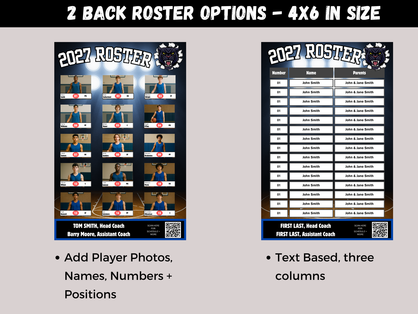Basketball Team Roster Lanyard Template