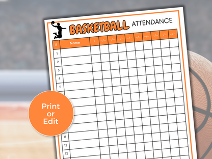 Basketball Attendance Sheet