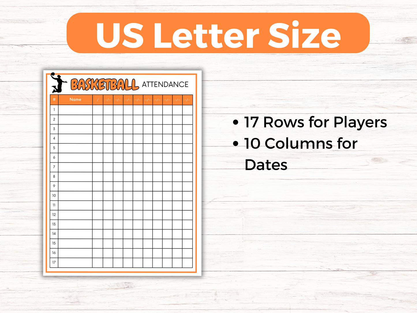 Basketball Attendance Sheet