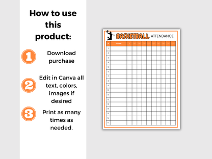 Basketball Attendance Sheet