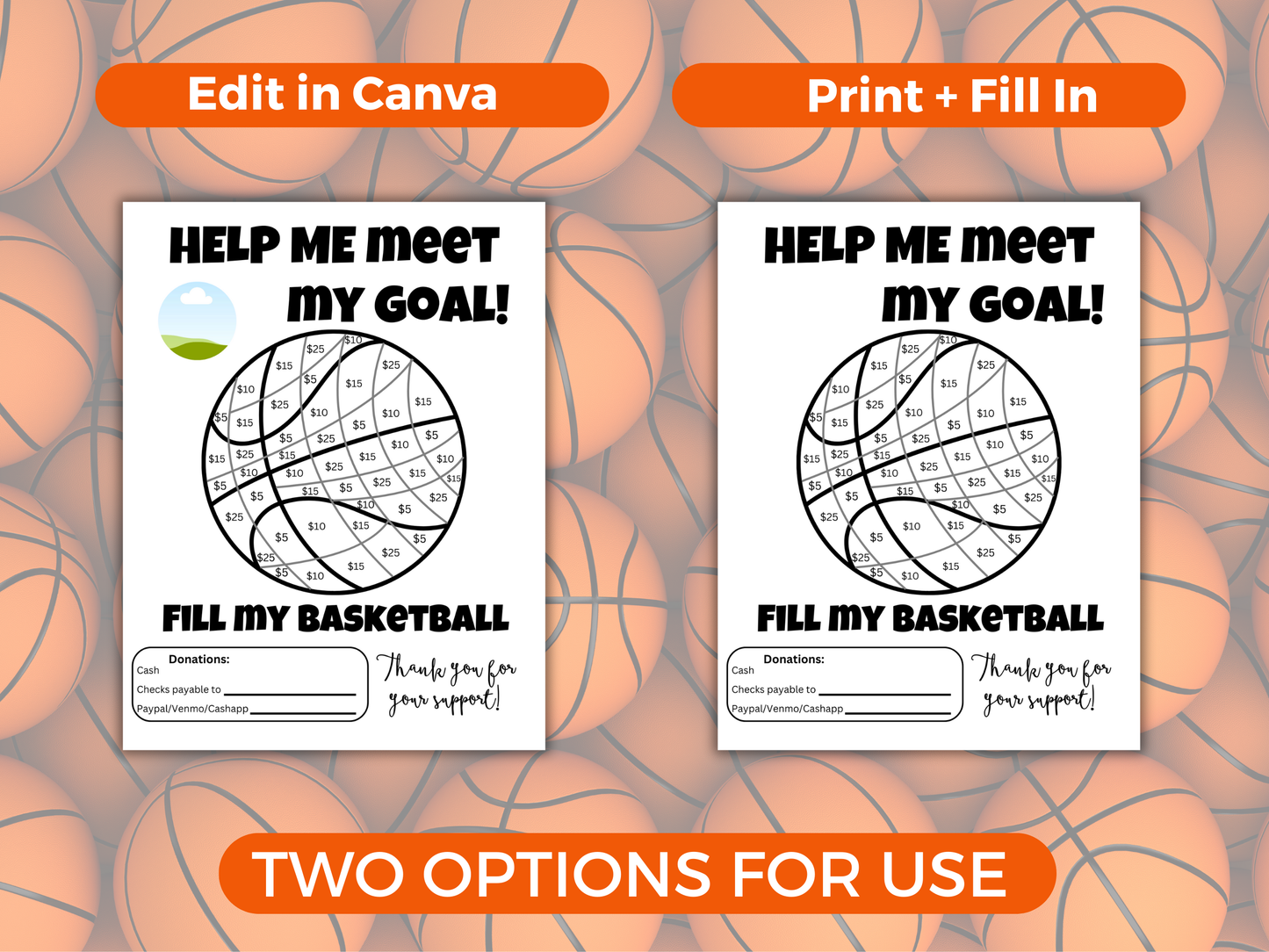 Editable Fill My Basketball Fundraiser Template