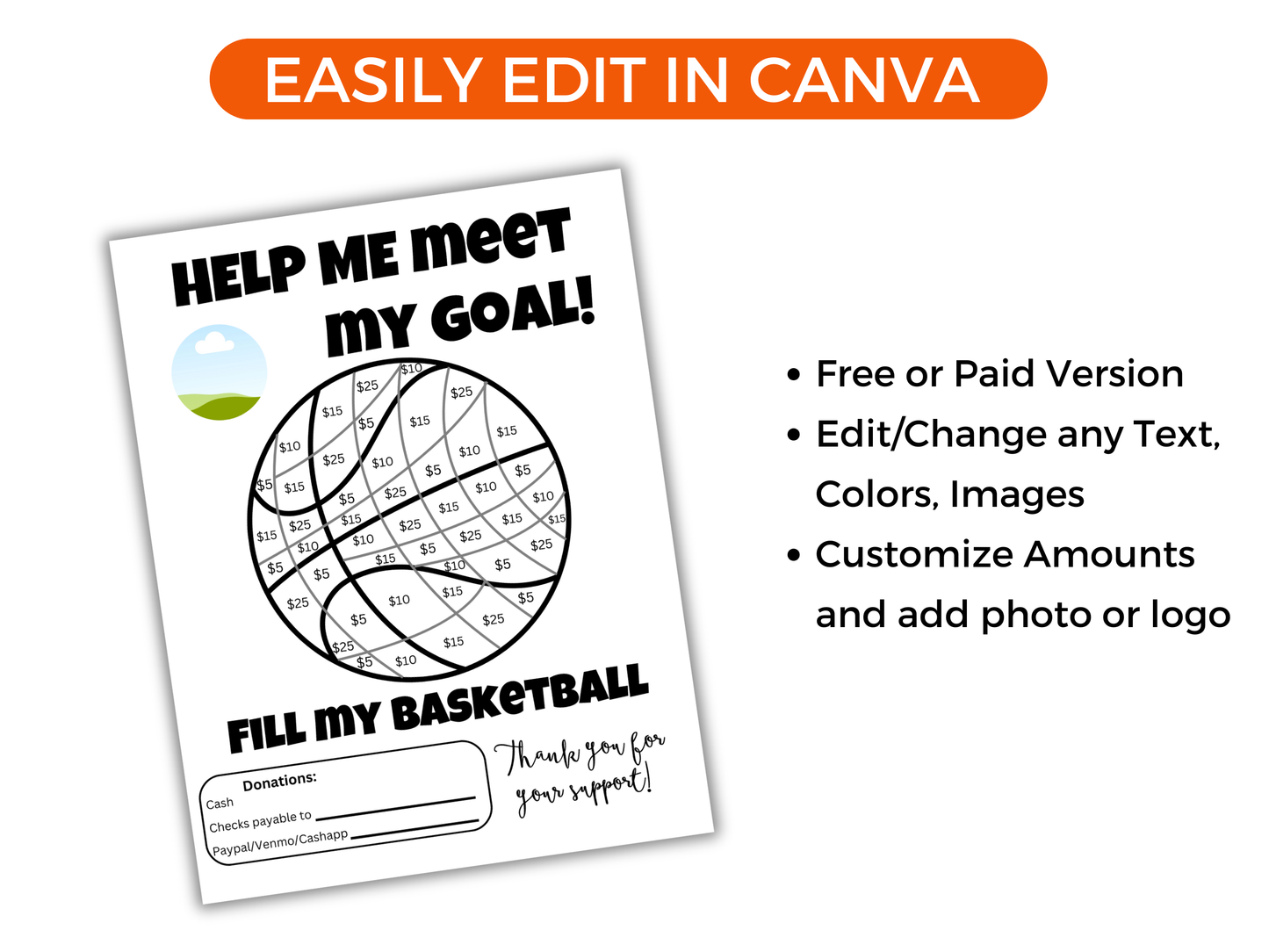 Editable Fill My Basketball Fundraiser Template