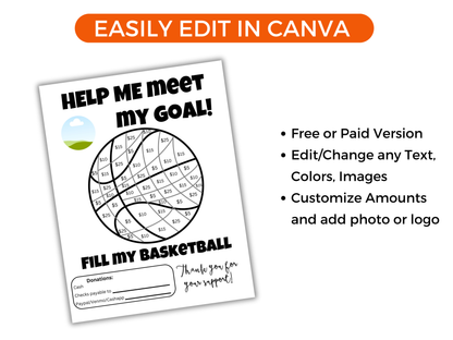 Editable Fill My Basketball Fundraiser Template
