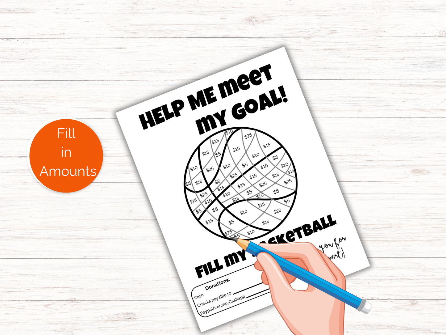 Editable Fill My Basketball Fundraiser Template