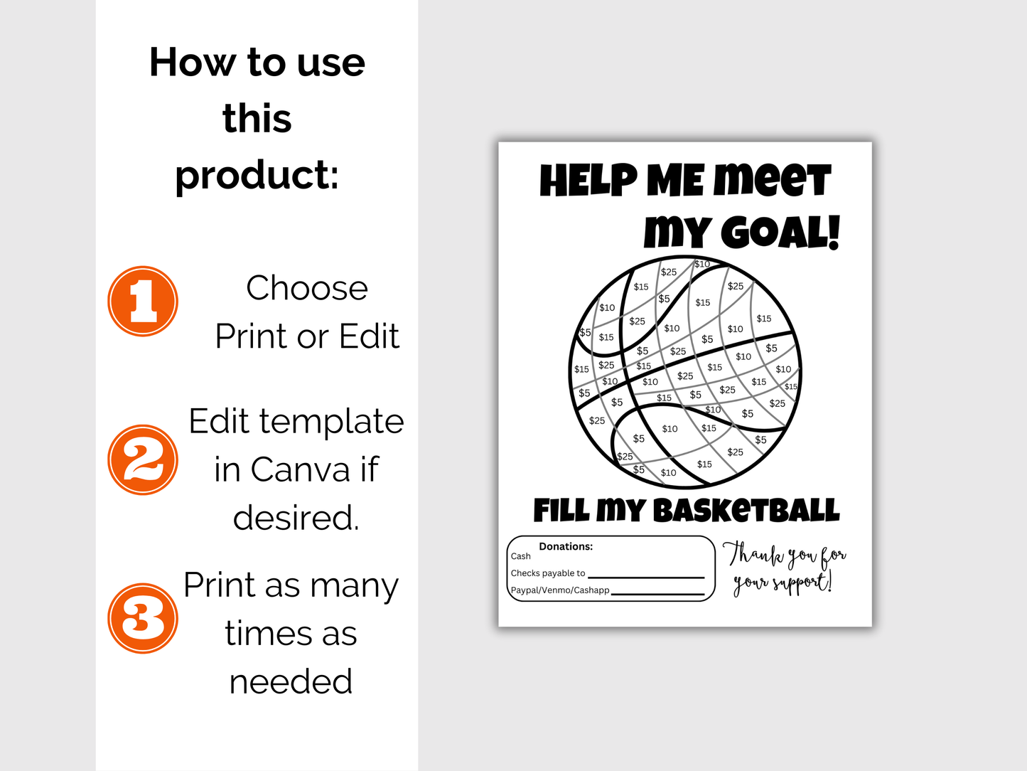 Editable Fill My Basketball Fundraiser Template