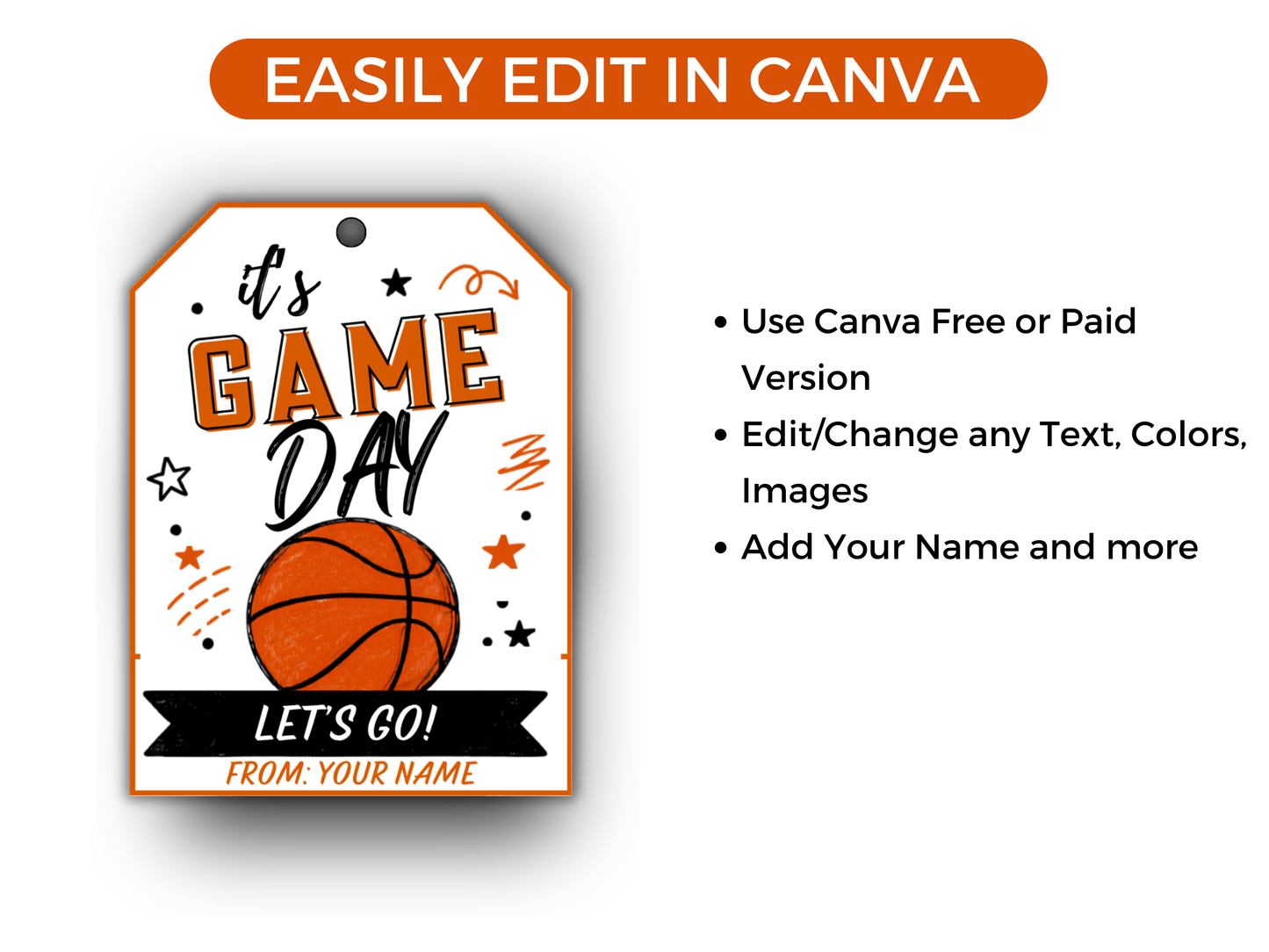 Editable Basketball Team Treat Tags