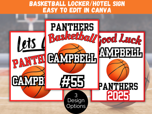 Editable Basketball Locker Sign Template
