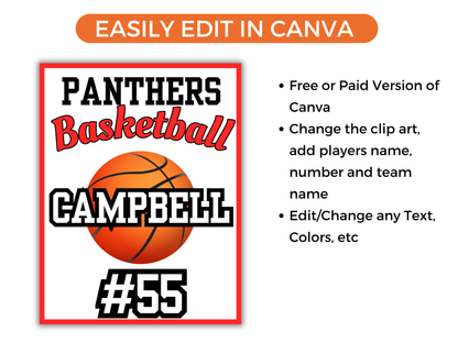 Editable Basketball Locker Sign Template