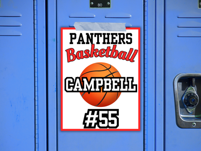 Editable Basketball Locker Sign Template