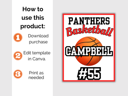 Editable Basketball Locker Sign Template