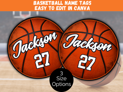 Editable Basketball Name Tags Template