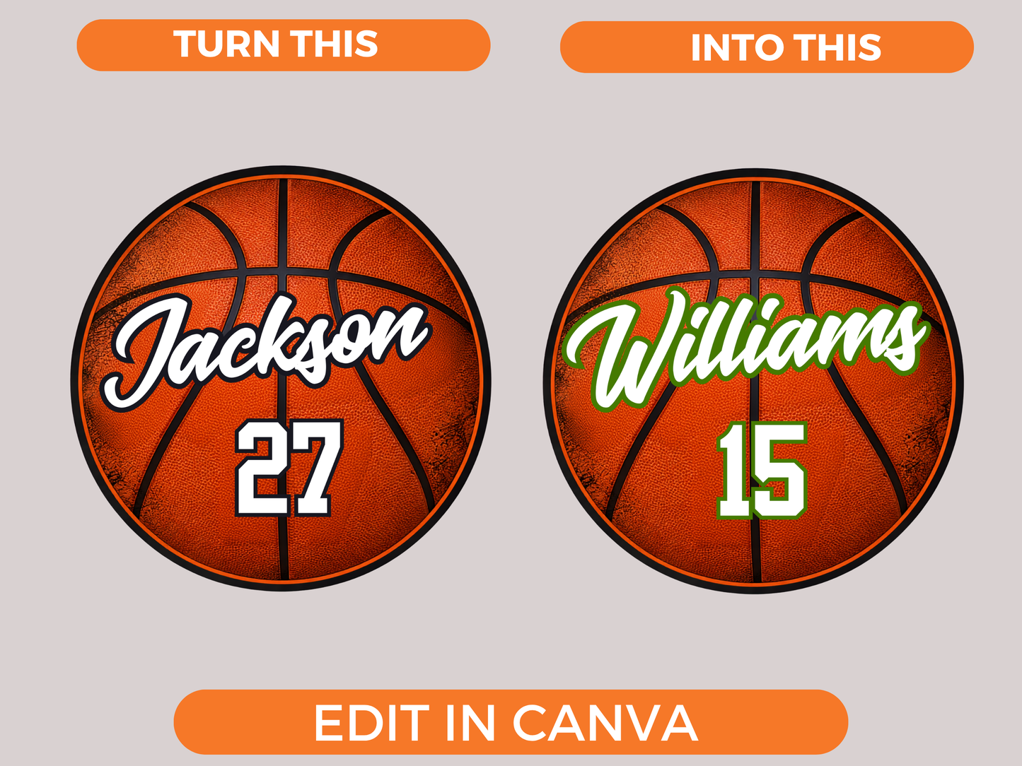 Editable Basketball Name Tags Template