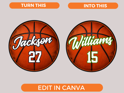 Editable Basketball Name Tags Template