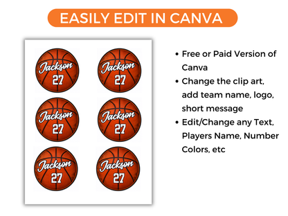 Editable Basketball Name Tags Template