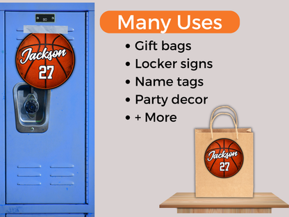 Editable Basketball Name Tags Template