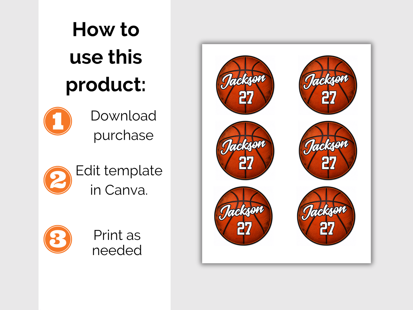 Editable Basketball Name Tags Template
