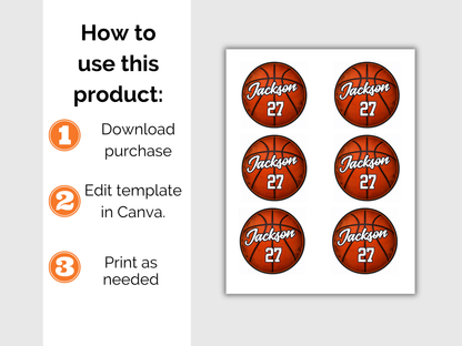 Editable Basketball Name Tags Template