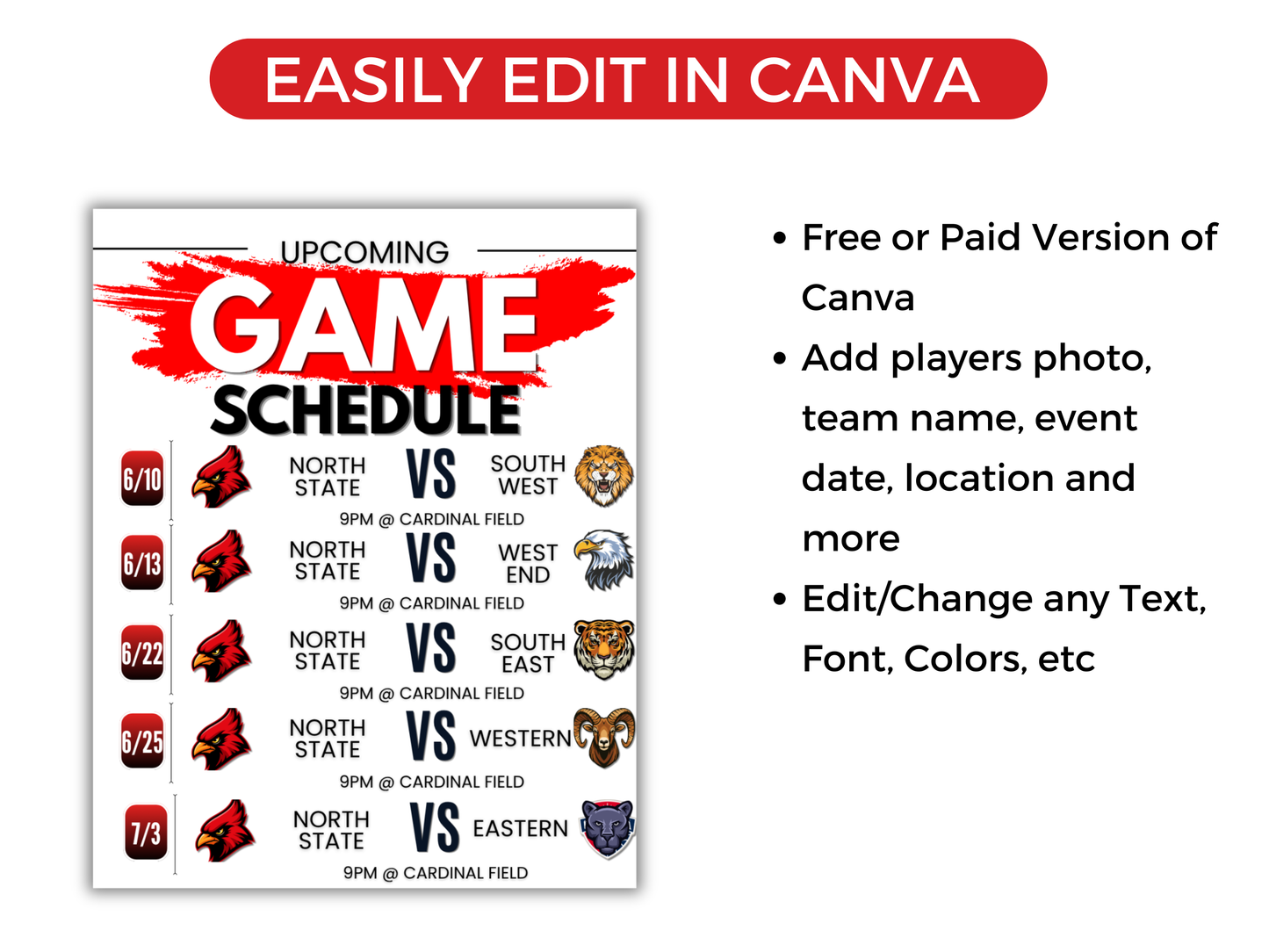 Basketball Schedule Template