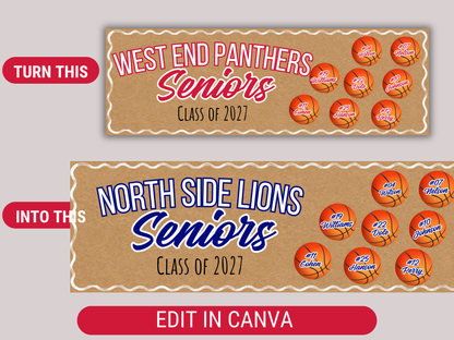 Editable Basketball Senior Brown Paper Banner