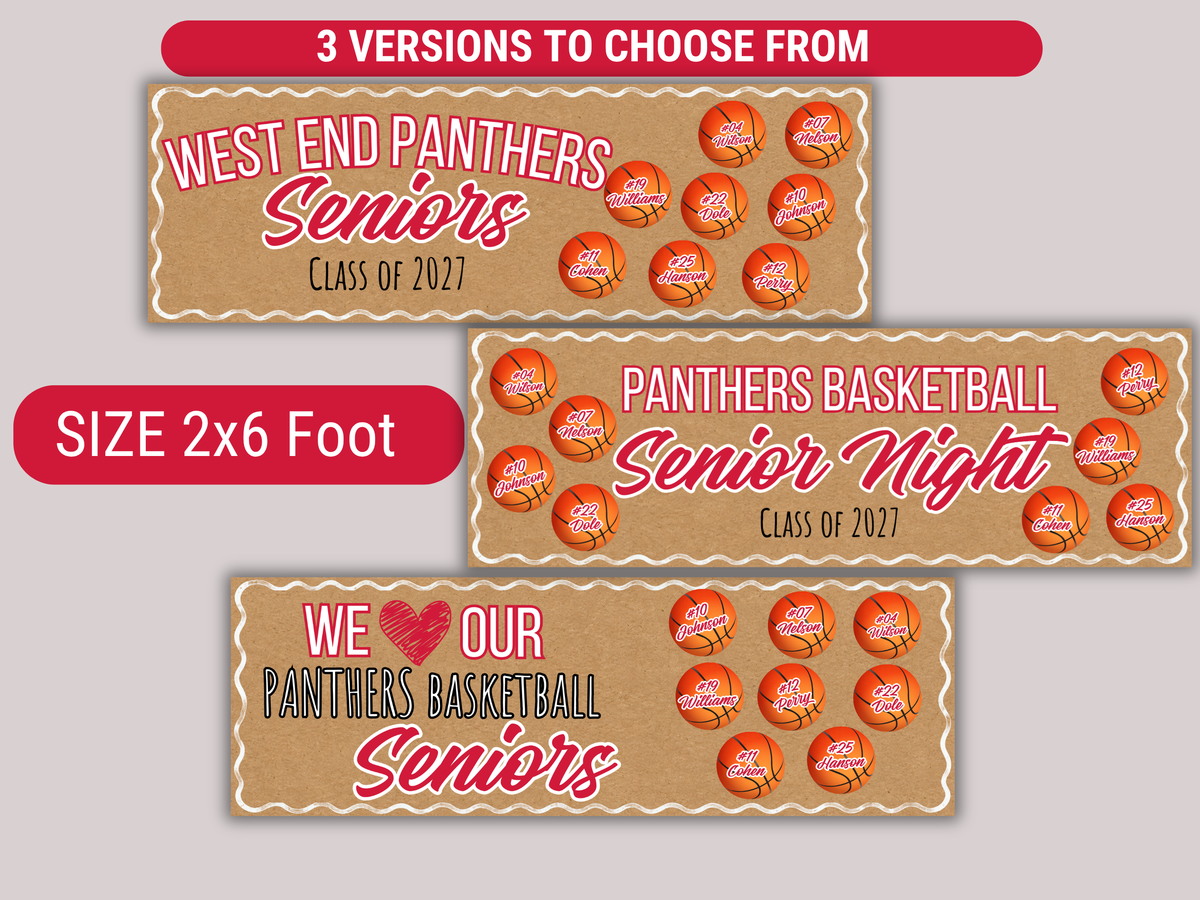 Editable Basketball Senior Brown Paper Banner