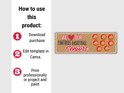 Editable Basketball Senior Brown Paper Banner