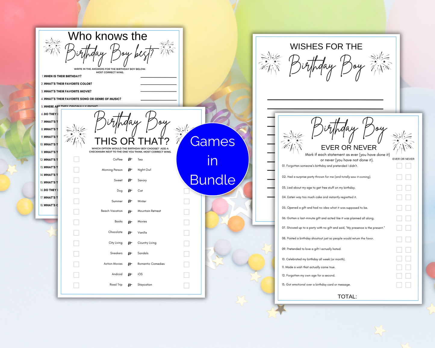 Birthday Games For Him Bundle