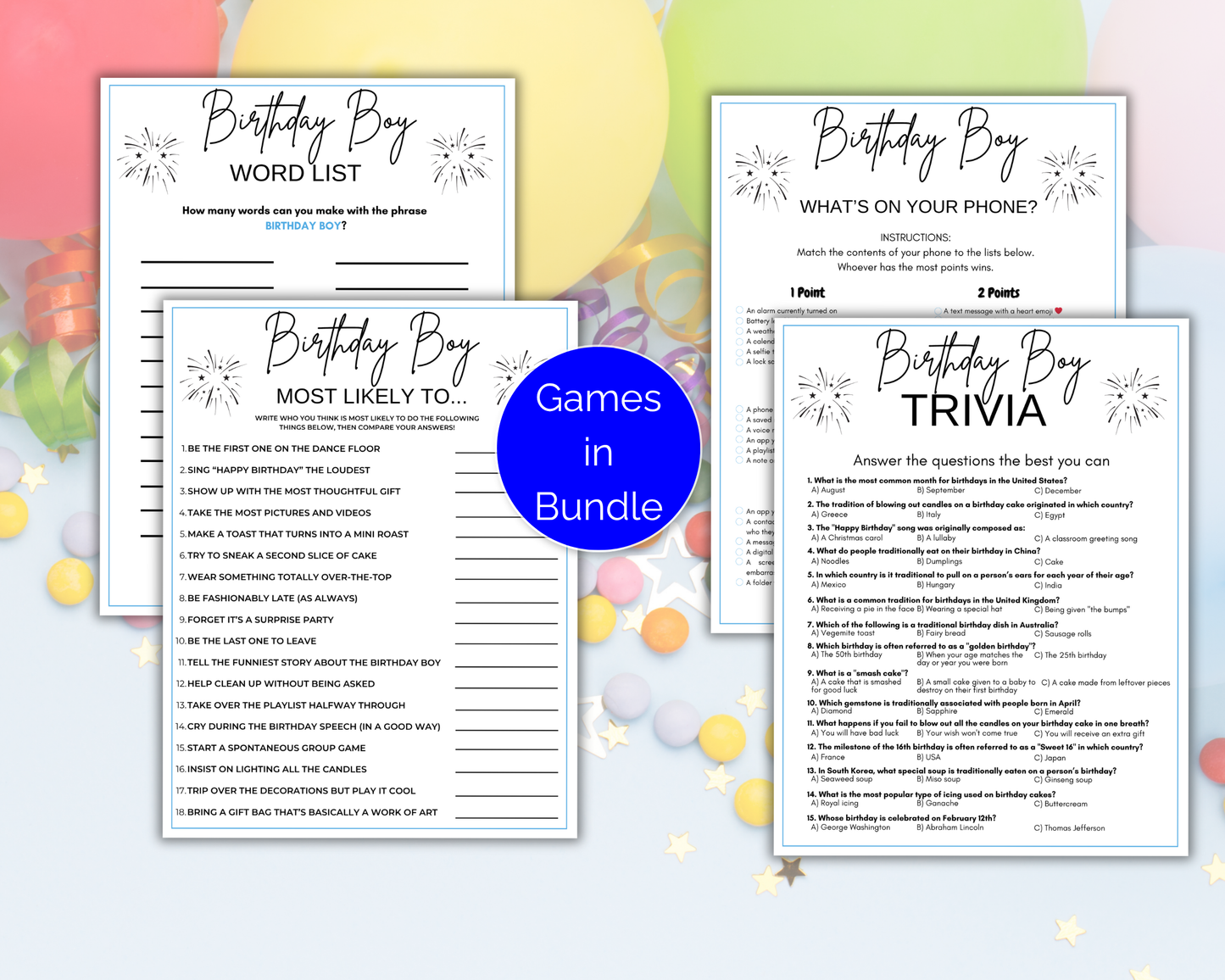 Birthday Games For Him Bundle