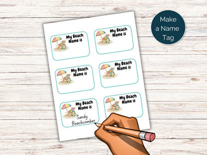 What's Your Beach Name Game + Name Tags