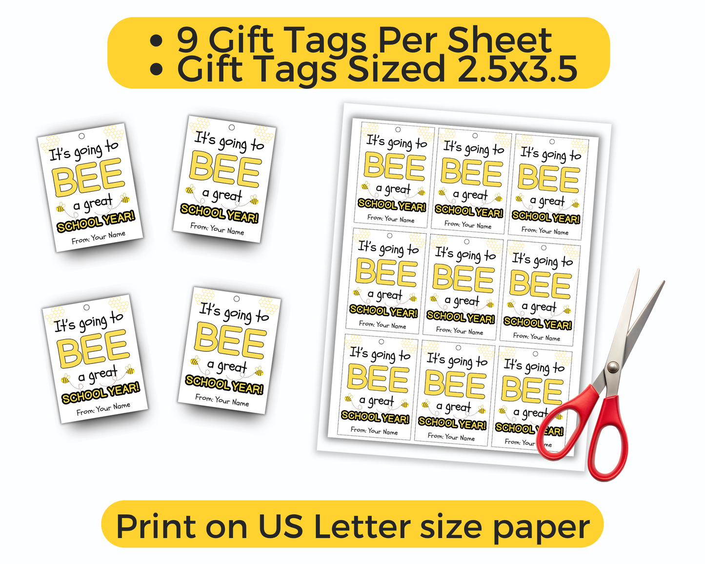 Editable Bee A Great Year Back To School Tag