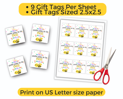 Editable Happy You're Going to Bee In My Class Back To School Gift Tag