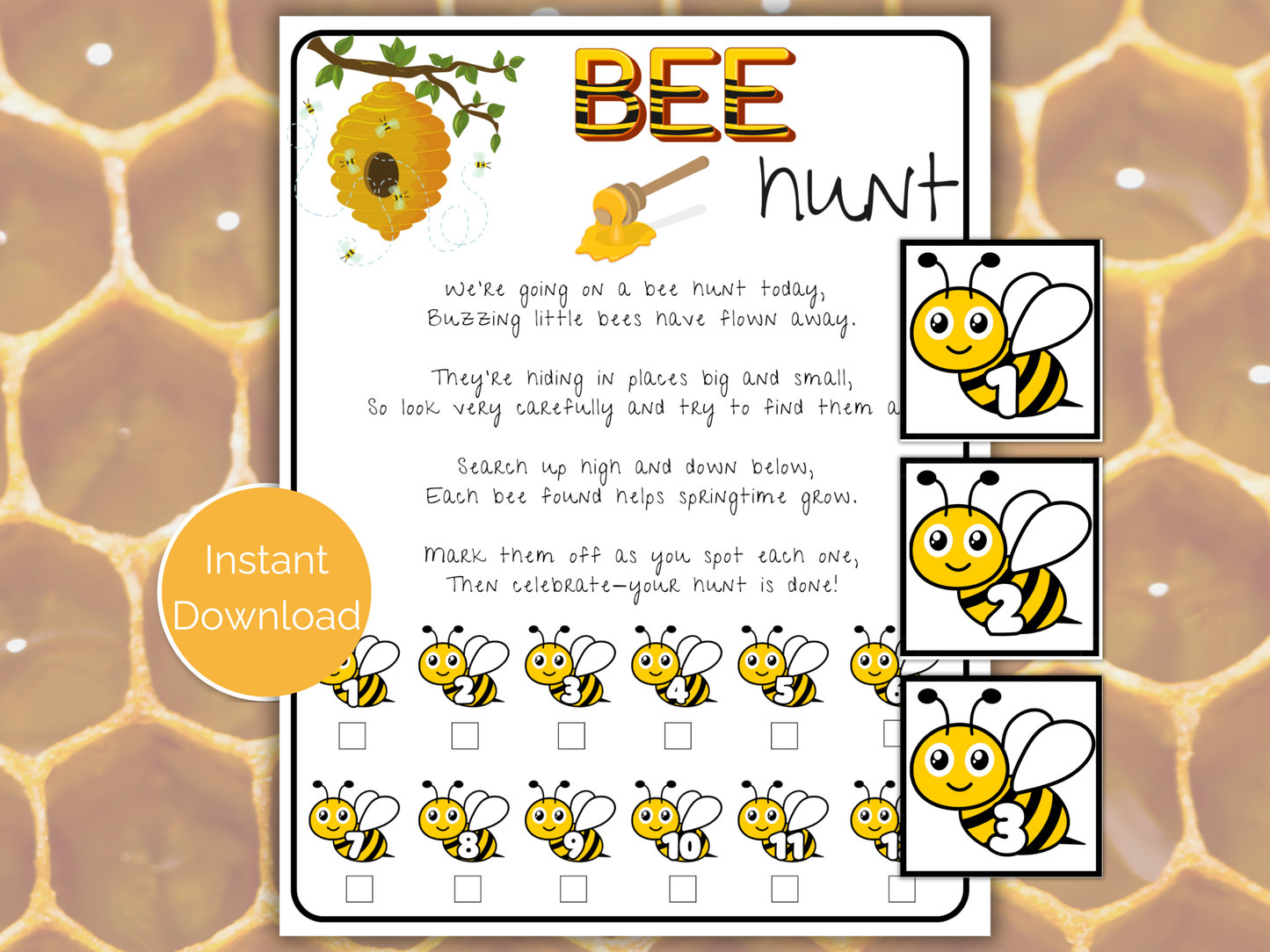 Bee Scavenger Hunt for kids