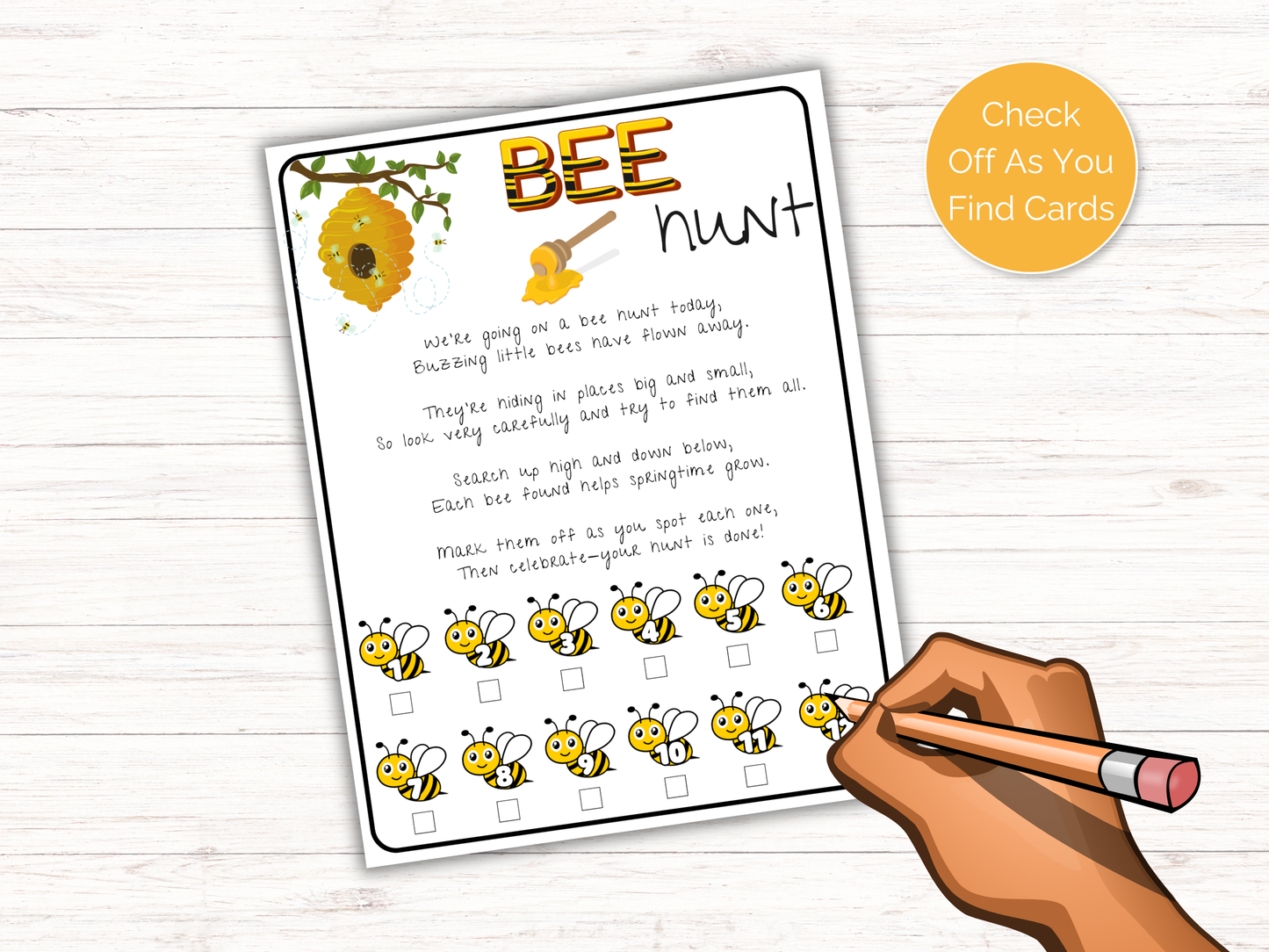 Bee Scavenger Hunt for kids