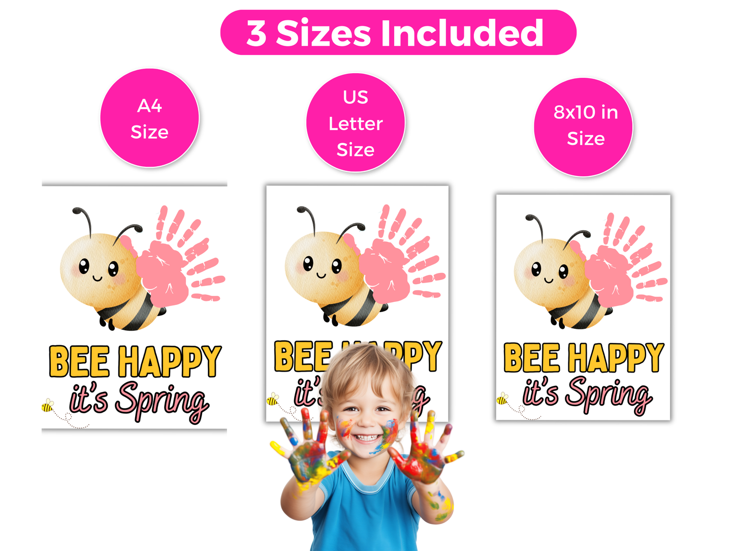 Bee Spring Handprint Art