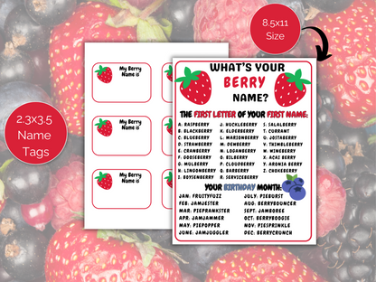 What's Your Berry Name Game + Name Tags