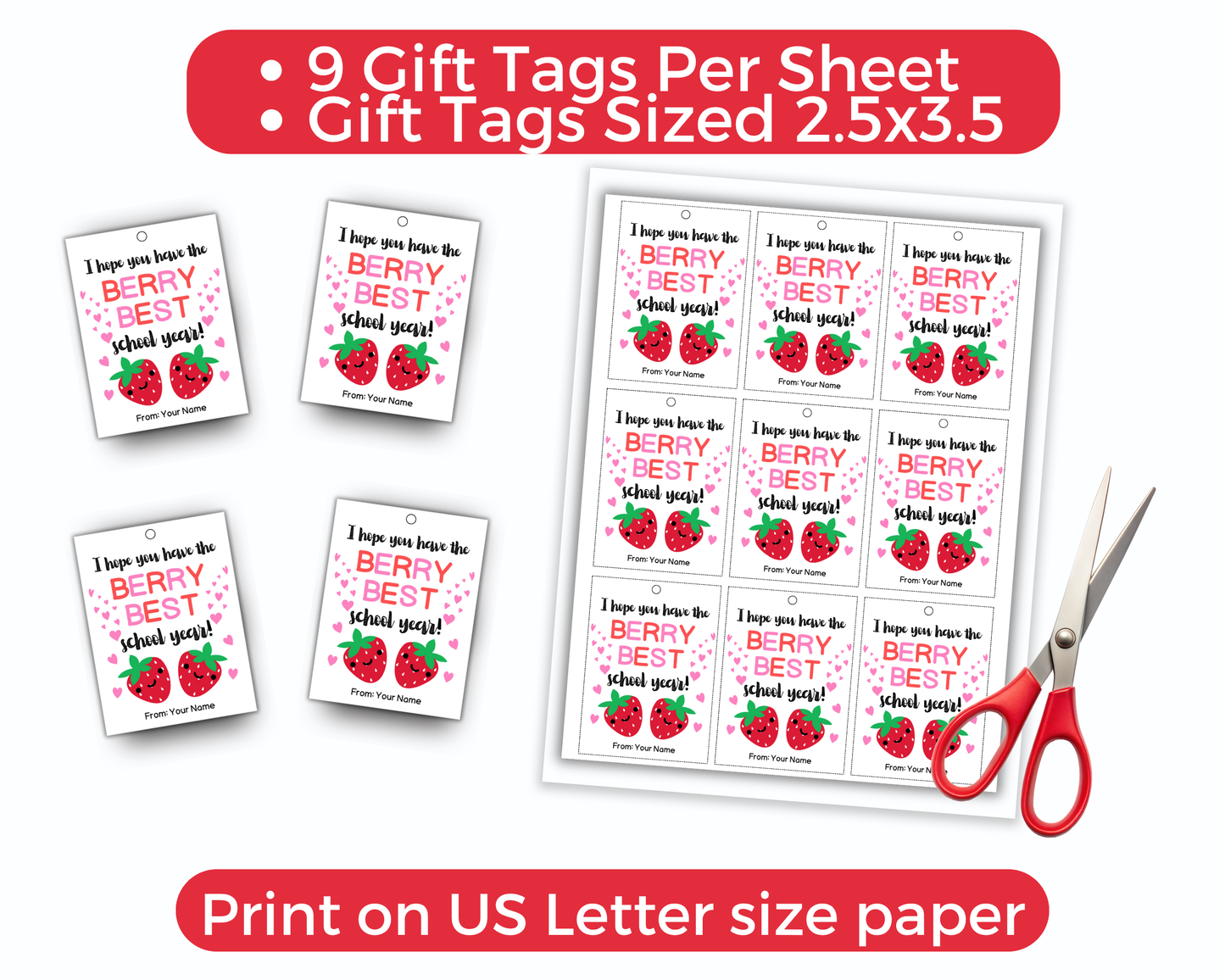 Editable Berry Best School Year Back To School Tag