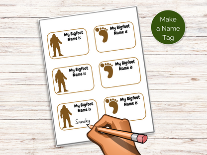 What's Your Bigfoot Name Game + Name Tags